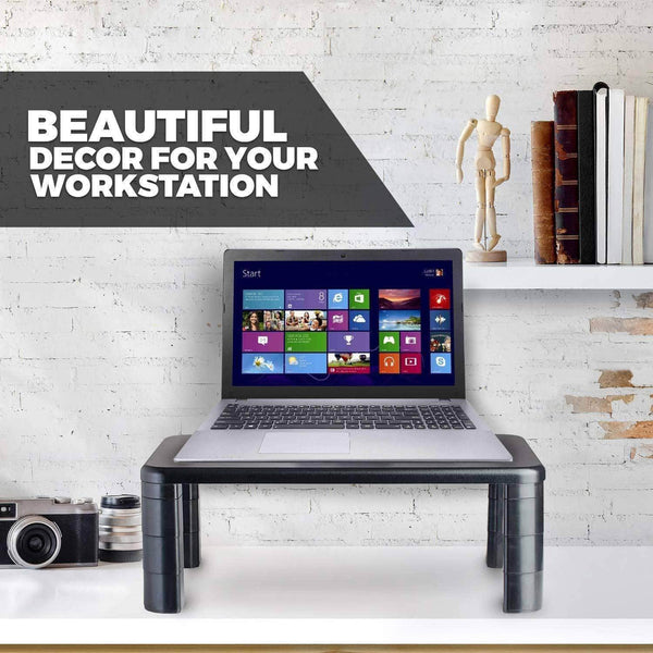 Selection computer desk monitor stand riser with height adjustable feet office storage organizer shelf for desktop printer screen tv tablet holder black 4 pack