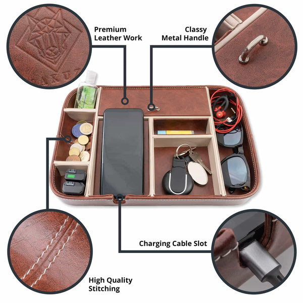 Kitchen makuzo nightstand organizer and valet tray for men and women charging station with 8 compartments and privacy lid for office kitchen dresser and bedroom