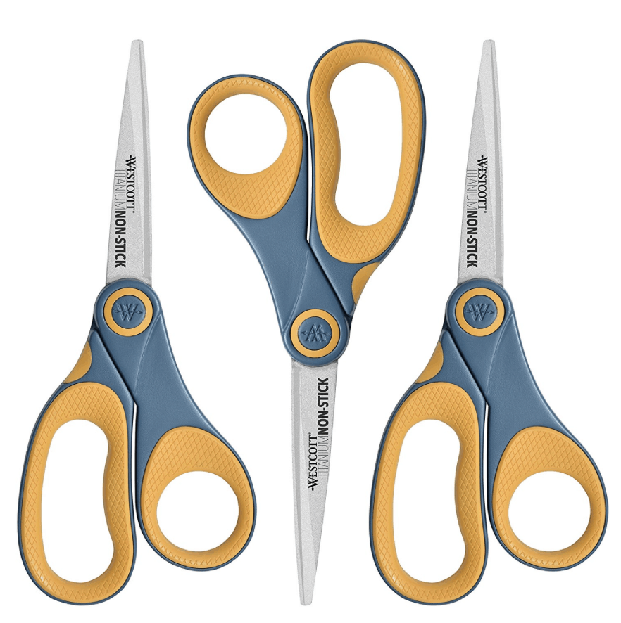 Westcott 8 Titanium Non-Stick Straight Scissors 3-Pack  Under $8.45