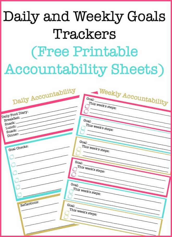 Daily Goals and Weekly Goals Tracking Sheets (Free Printable Accountability Sheets)