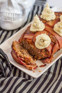 Bacon wrapped meatloaf combines two great proteins in one delicious bite