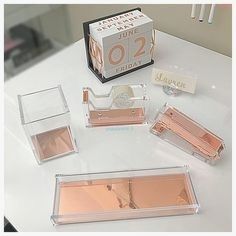 Essentials Rose Gold Desk Accessories