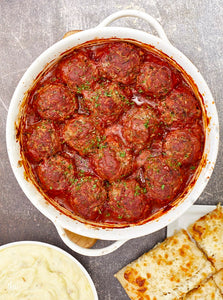 Soft & tender well-seasoned meatballs baked in a rich tomato sauce make this the perfect classic comfort food for family dinners