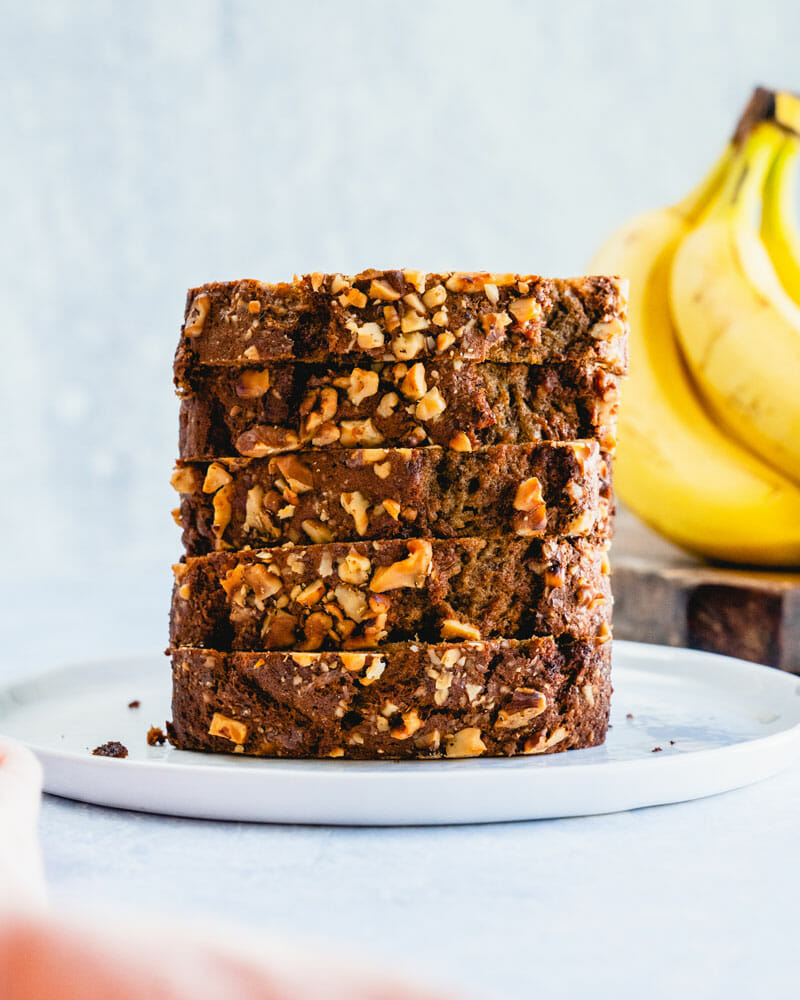 This easy classic banana nut bread is everything a banana bread should be: moist, warm spiced, and studded with crunchy toasted walnuts.