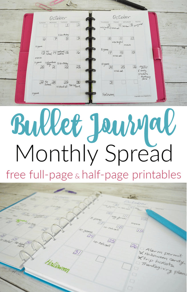 Make your bullet journal monthly spread easy to create each month with this free printable