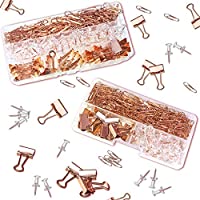 208-Piece Rose Gold Desk Accessory Push Pins Binder Paper Clips only $4.99