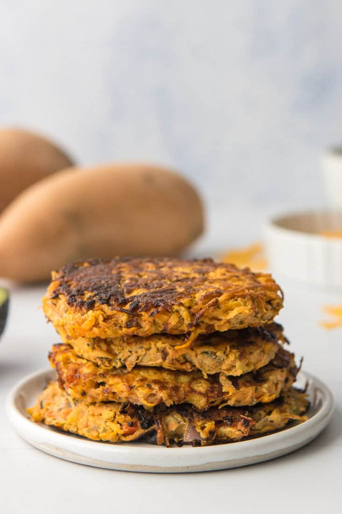 Crispy Zucchini and Sweetpotato Fritters (Gluten Free)