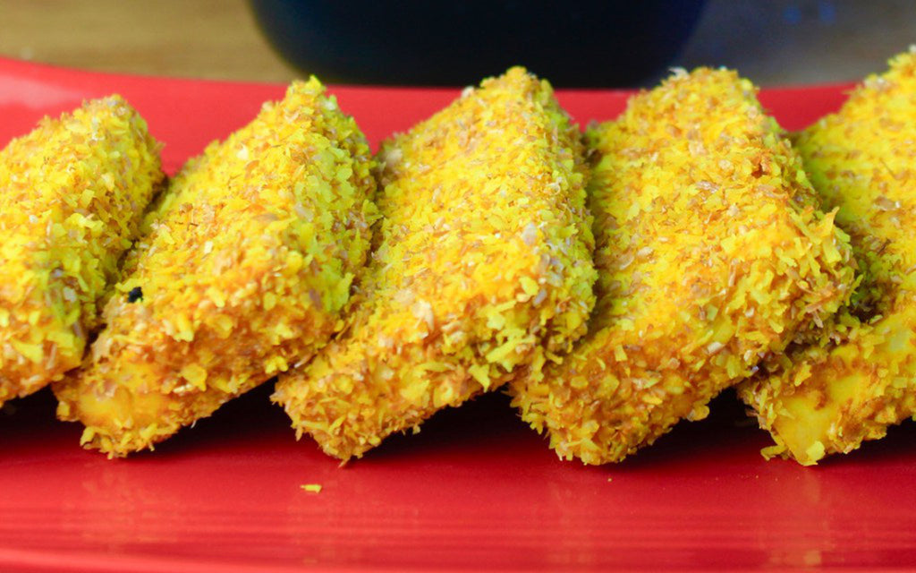 Baked Turmeric and Coconut Crusted Tofu With Thai Chili Sauce