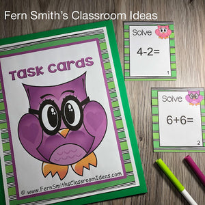 Grab These Adorable Addition and Subtraction Task Cards for Your Back to School Centers Today!
