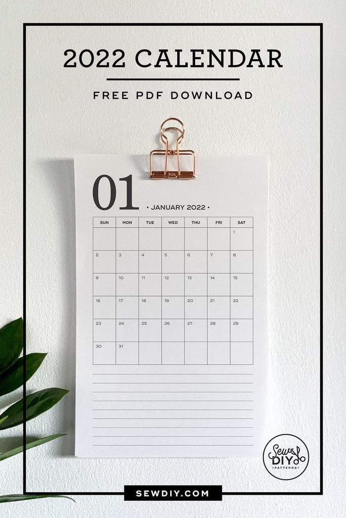 Free Printable 2022 Monthly Calendar