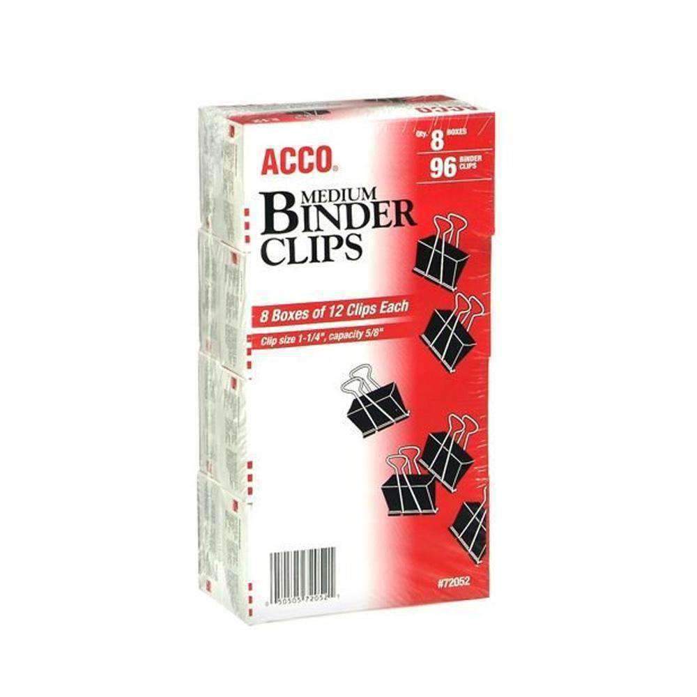 ACCO Medium Size Binder Clips - 1 p1/4 Inch Width 5/8 Inch Capacity - 12 per Box - 8 Boxes (96 Total for Asus ZenFone 5 ZE620KL
