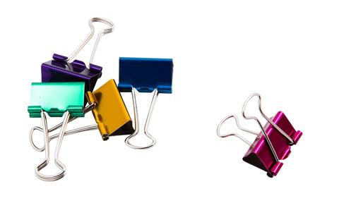 Baumgartens Metallic Designer Binder Clips Medium 5 Pack ASSORTED Colors (29730)