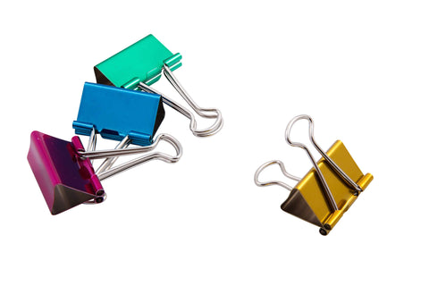 Baumgartens Metallic Designer Binder Clips Large 4 Pack ASSORTED Colors (29740)