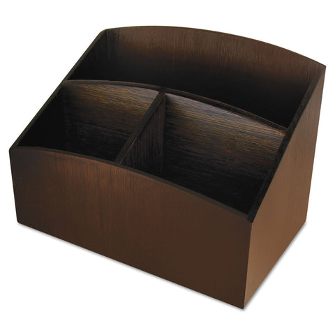 Artistic Eco-Friendly Bamboo Curves Desk Organizer, 7 1/4 x 4 3/4 x 5 1/4, Espresso