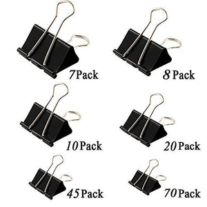 160pcs Binder Clips + 100pcs Paper Clips Clamp for Paper Binder Assorted Sizes (Black)