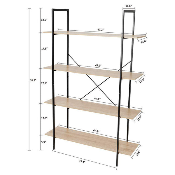 Organize with c hopetree open bookcase bookshelf large storage ladder shelf vintage industrial plant display stand rack home office furniture black metal frame 4 tier open