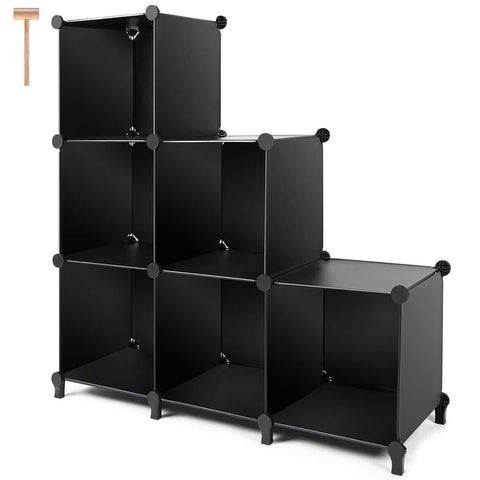 Order now cube storage 6 cube bookshelf closet organizer storage shelves cubes organizer plastic bookcase for bedroom living room office black