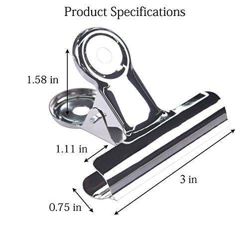 Yooap 18pcs of Pack 3 inches Wide Stainless Steel Bulldog Clip Suitable for Sealed Coffee and Food Bags, Kitchen and Office Household Use(18PCS)
