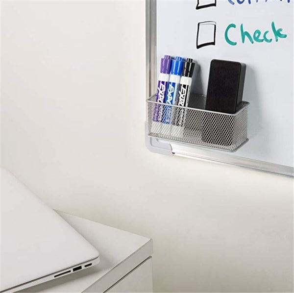 Explore magnetic office organizer set of 3 magnetic rectangular metal mesh storage bins basket perfect for whiteboard refrigerator and locker accessories silver