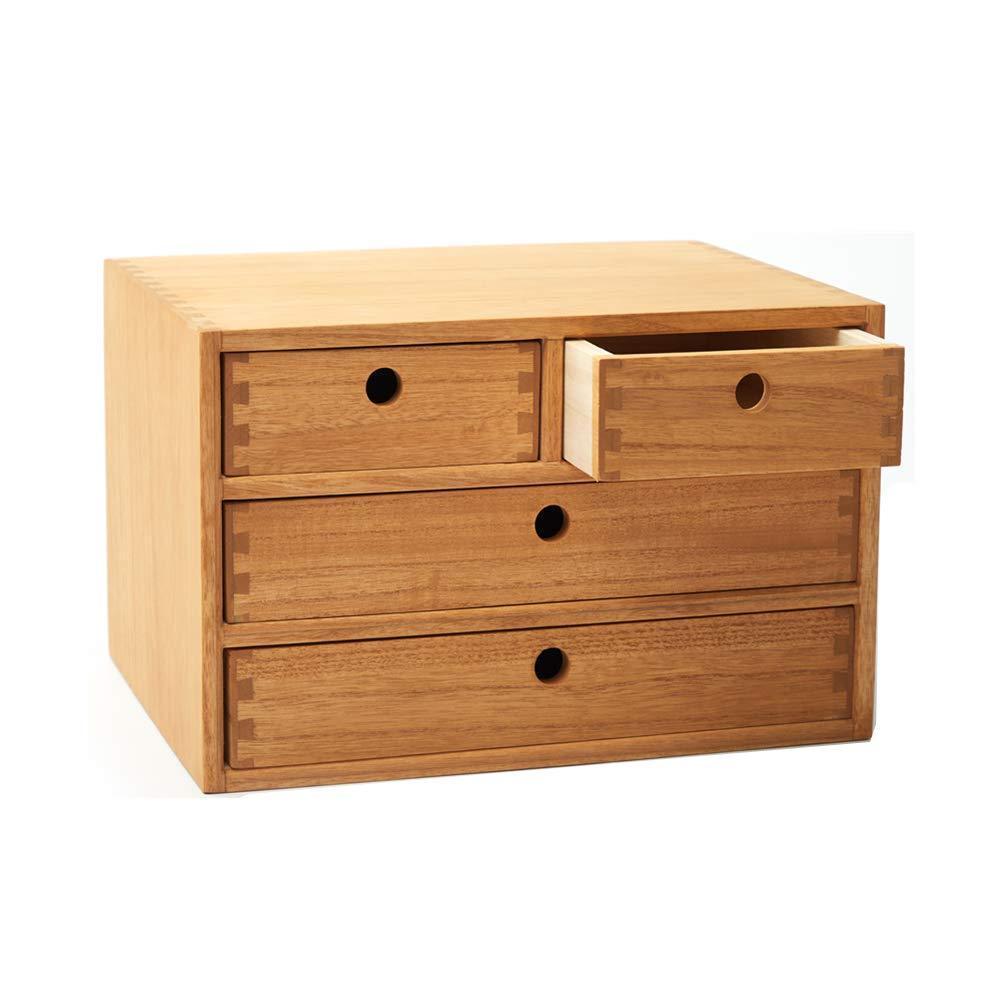 Storage kirigen natural wood desktop organizers with drawers home workspace office supplies wooden storage box shelf case hold makeup box na 3 layer 4 drawers