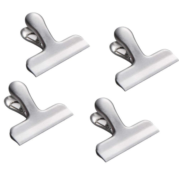 Renashed 10Pcs Stainless Steel Bag Clips Food Bag Clips 3 inch Air Tight Seal Clip on Food Office Kitchen Home Usage