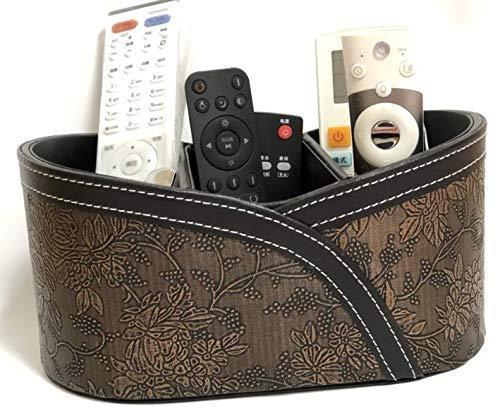 Great natoo leather tv remote control holder organizer controller tv guide mail cd organizer caddy for desk caddy office pens pencils makeup brushes vanity nightstand holder brown m