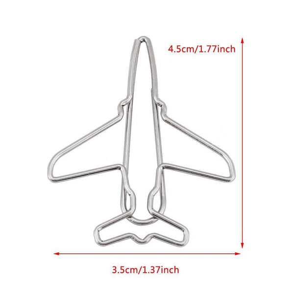 10pcs Cute Airplane Shape Paper Clips Card File Clips Clamps Bookmark Marking Document Organizing Clip Stationery Supplies