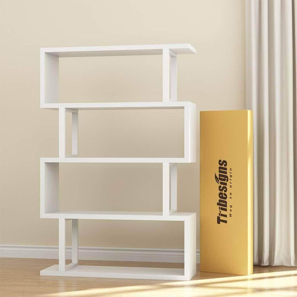 Get tribesigns 4 shelf bookcase modern bookshelf 4 tier display shelf storage organizer for living room home office bedroom white