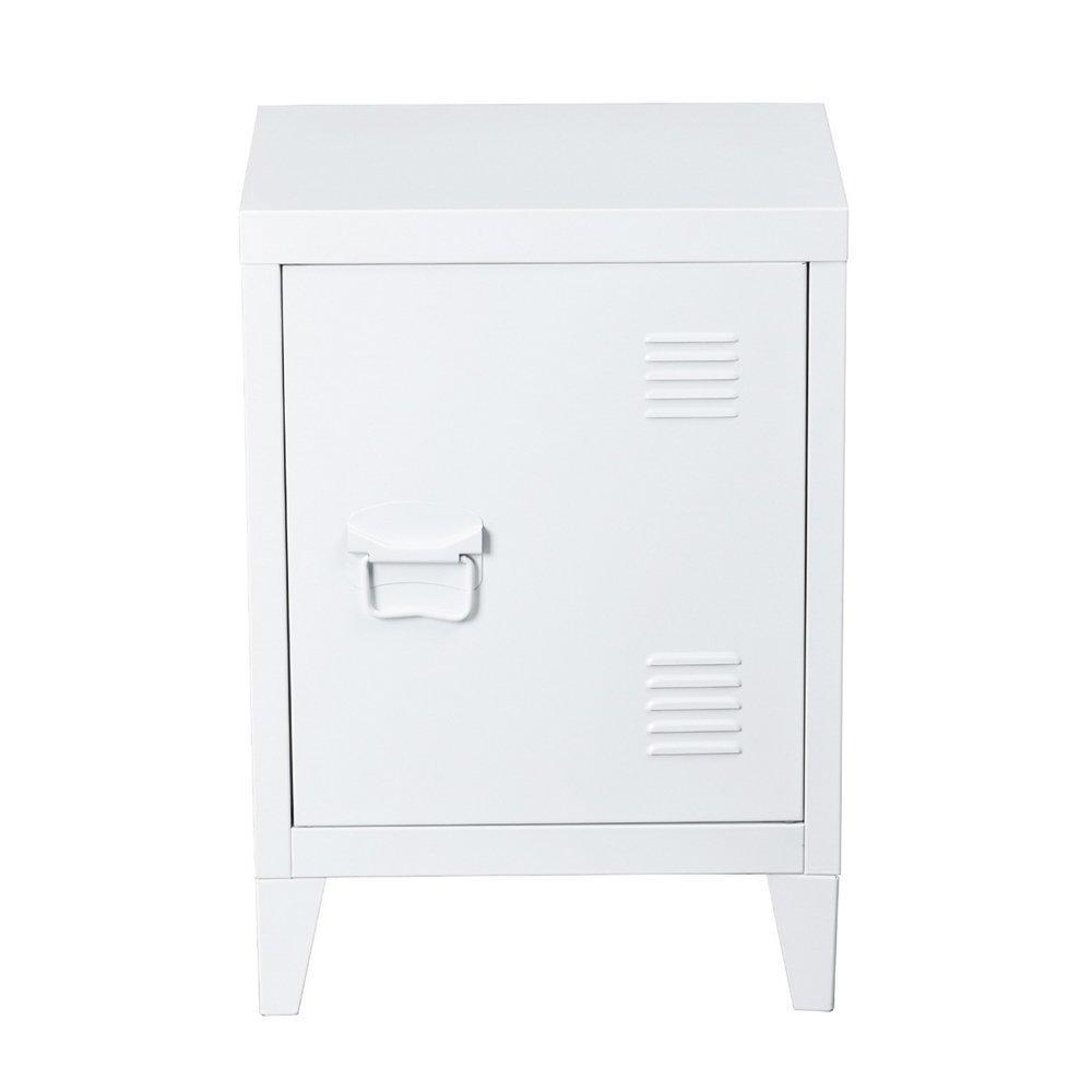 Great houseinbox metal locker organizer side end table office file storage 2 shelves detachable 4 legs size 15 9 x 12 x 22 6 white