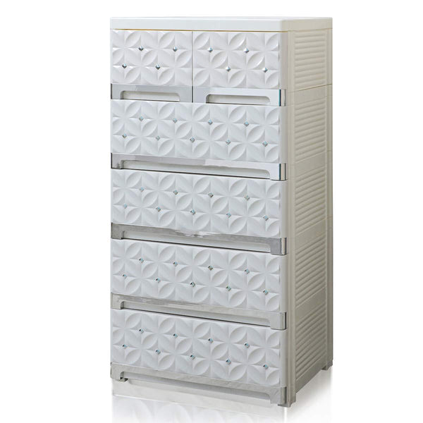 Latest nafenai 5 drawer dresser kids storage cabinet for toys storage cart plastic storage bin for office closet bedroom lightweight and movable white