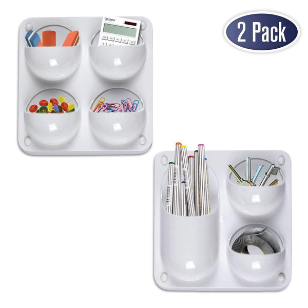 Exclusive wall storage magnetic organizer caddy self adhesive with multiple mounting options store pens pencils sticky notes and other supplies for office kitchen refrigerator locker cubicle and more