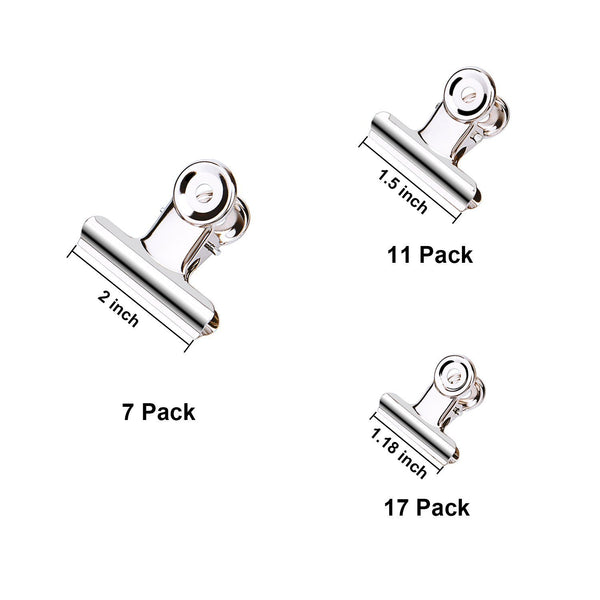 Sunmns 50 Pieces Stainless Steel Clips Heavy Duty Metal Clip for Photos Bags Kitchen Home Office Usage, 3 Sizes (1.18, 1.5, 2 inch)