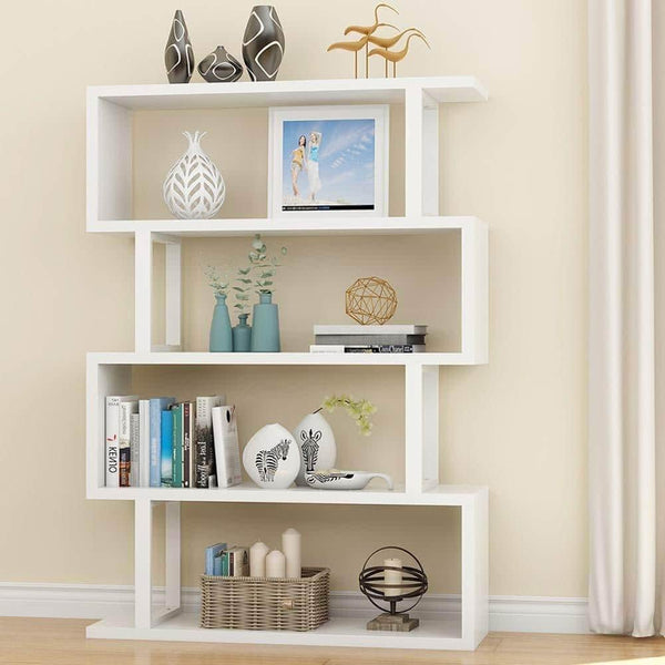 Featured tribesigns 4 shelf bookcase modern bookshelf 4 tier display shelf storage organizer for living room home office bedroom white