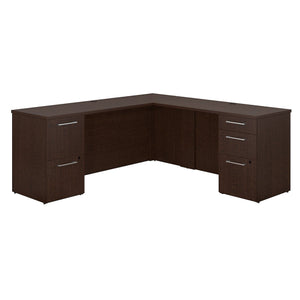 Products bush business furniture 300 series 72w x 22d l shaped mocha cherry office desk with 2 and 3 drawer pedestals and 48w return