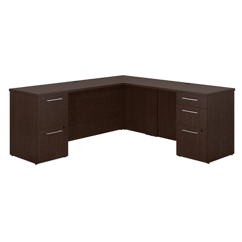 Products bush business furniture 300 series 72w x 22d l shaped mocha cherry office desk with 2 and 3 drawer pedestals and 48w return