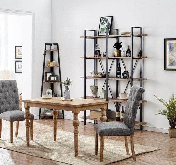 Exclusive o k furniture double wide 5 tier open bookcases furniture vintage industrial etagere bookshelf large book shelves for home office decor display retro brown