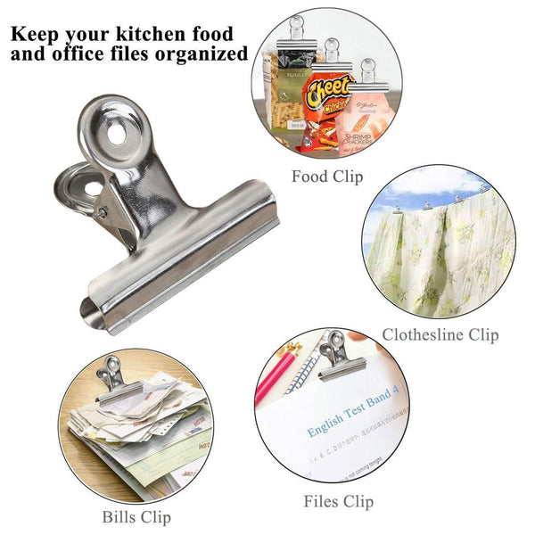 Chip Clips Bag Clips Food Clips, Heavy Duty Stainless Steel Clips for Bag, Food Bag Sealing Clips, All-Purpose Air Tight Seal Clip Cubicle Hooks for Office School Kitchen, 18/Pack, 3" 2.5" 2"
