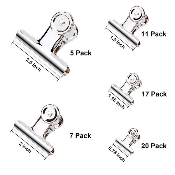 Sunmns 60 Pieces Stainless Steel Clips Heavy Duty Metal Clip for Photos Bags Kitchen Home Office Usage, 5 Sizes (0.78, 1.18, 1.5, 2, 2.5 inch)