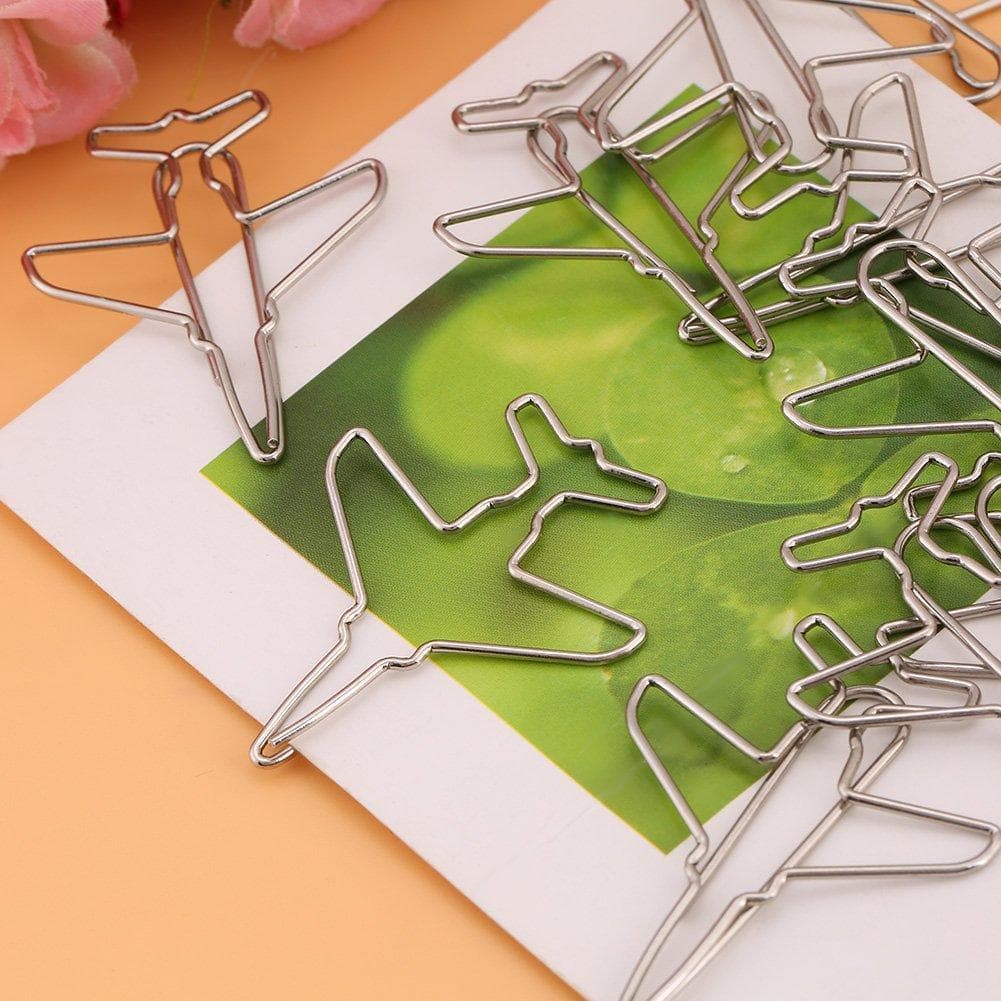 10pcs Cute Airplane Shape Paper Clips Card File Clips Clamps Bookmark Marking Document Organizing Clip Stationery Supplies