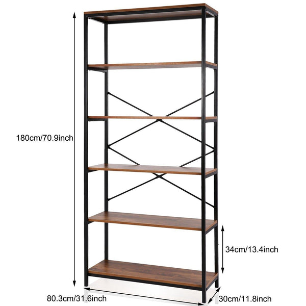 Select nice flyerstoy 5 tier bookcase vintage industrial standing bookshelf wood and metal bookshelves for home and office organizer us stock brown