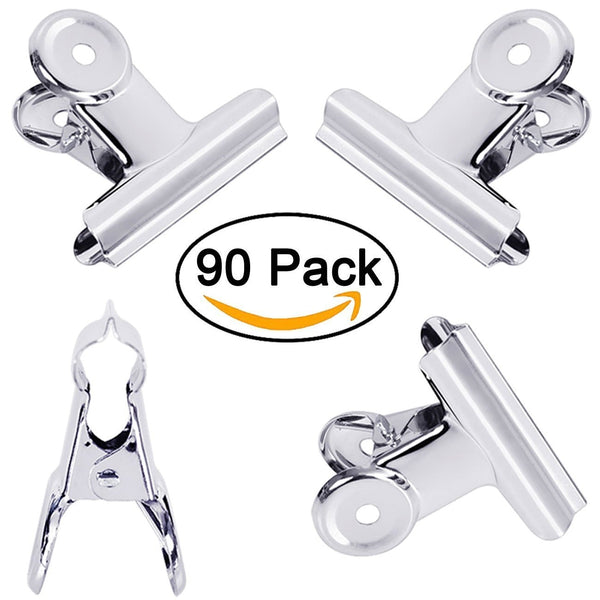 Fommen 90 Pack 1.2 Inch Clips,Stainless Steel Paper Clip Clamp/Money File Binder Clips for Pictures, Photos, Home Office Supplies