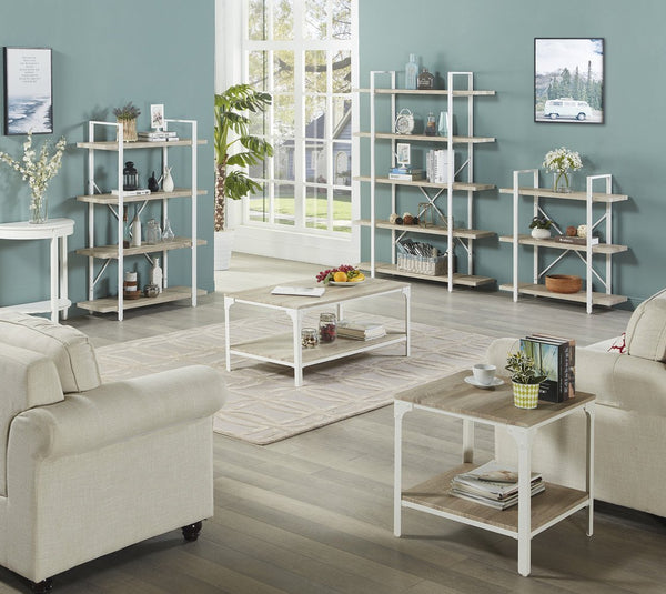 Discover homissue 4 shelf modern style bookshelf light oak shelves and white metal frame open bookcases furniture for home office 54 9 inch height
