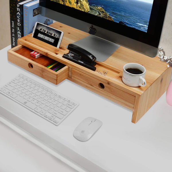 On amazon computer monitor stand with drawers wood tv screen printer riser 22 05l 10 60w 4 70h inch desk organizer in home office