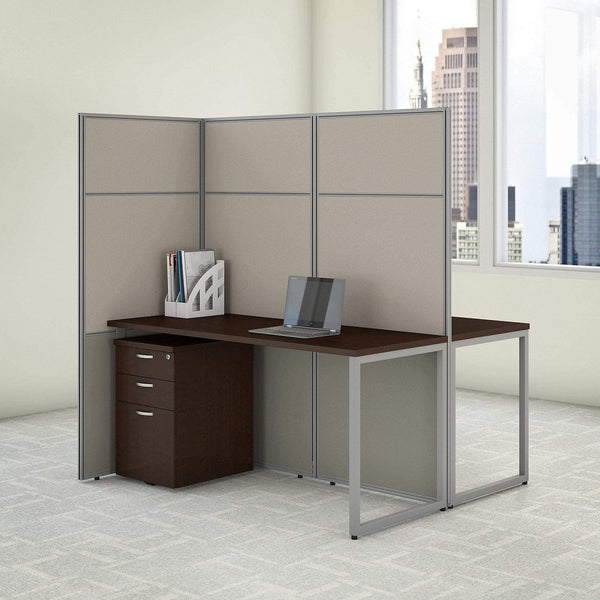 Save bush business furniture eodh46smr 03k easy office 2 person cubicle desk with file cabinets and 66h panels 60wx60h mocha cherry