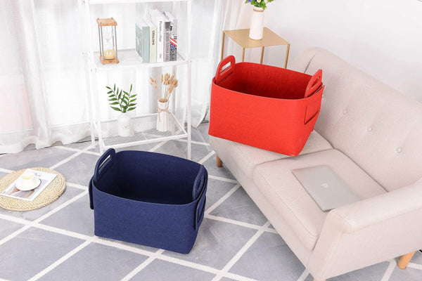 Organize with storage basket felt storage bin collapsible convenient box organizer with carry handles for office bedroom closet babies nursery toys dvd laundry organizing