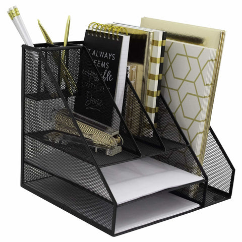 Select nice blu monaco black wire mesh desk organizer vertical file organizer letter tray inbox organizer all in one office desktop organizer black metal mesh