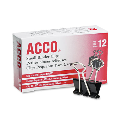 ACCO Binder Clips, Small, Black/Silver, Dozen