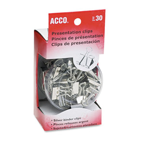 ACCO Presentation Clips, Assorted Sizes, Silver, 30/Box