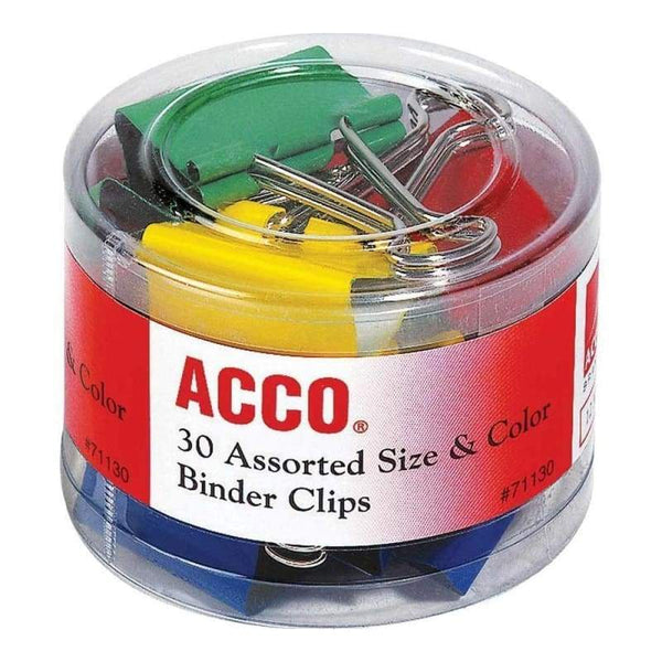 Acco Presentation Binder Clips, 30/Box-Includes 12 Mini,12 Small,6 Medium