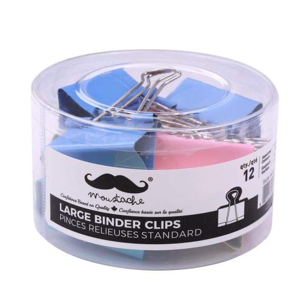 Assorted Color Binder Clips, 1" (25mm), 48 pcs/Box - Moustache®